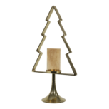 Kerstboom Aurum met windlicht alu goud met goud glas 70cm