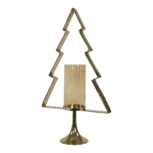 Kerstboom Aurum met windlicht alu goud met goud glas 89cm