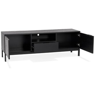 Design tv-meubel &#039;CATODIK&#039; van hout en zwart metaal