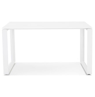 Kleine rechte design bureautafel &#039;BAKUS&#039; van wit glas en metaal - 120x60 cm