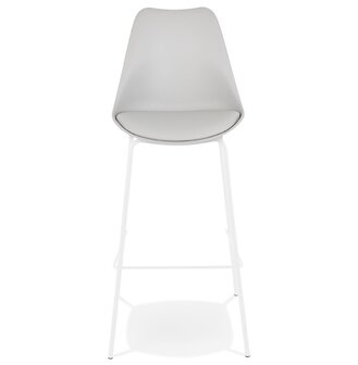 Grijze design barkruk &#039;LEMON&#039; met witte metalen poten