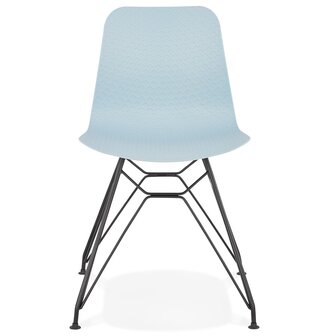 Design stoel &#039;GAUDY&#039; blauw industri&euml;le stijl met zwart metalen voet
