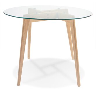 Kleine, ronde &#039;ANGELA&#039; eettafel van doorzichtig glas - &Oslash; 100 cm