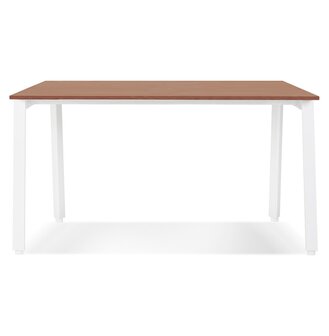 Rechte design bureau &#039;AMADEUS&#039; van hout met notenhoutafwerking en wit metaal - 160x80 cm