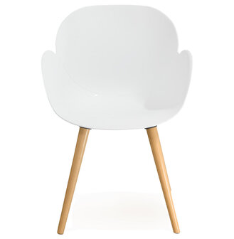 Witte stoel met Scandinavisch design &lsquo;PICATA&#039; met houten poten