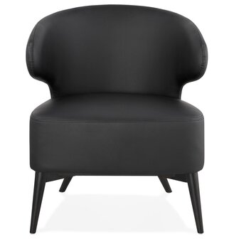 Lounge chair &#039;NORMAN&#039; zwart en poten in zwart hout