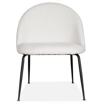 Lounge fauteuil &#039;NORVEGIA&#039; van witte boucl&eacute;stof en zwart metaal