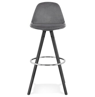 Barkruk &#039;SPIRIT&#039; in grey fluweel en poten in zwart hout