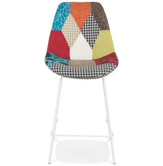 Halfhoge snack-kruk &#039;CAPSUL MINI&#039; patchwork-stijl met witte metalen poten