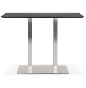 Zwarte hoge design tafel &#039;MAMBO BAR&#039; met geborsteld metalen poot - 150x70 cm
