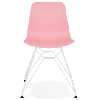 Moderne stoel &#039;GAUDY&#039; roze met wit metalen voet