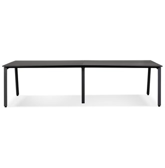 Dubbele rechte design bureau &#039;AMADEUS&#039; van hout en zwart metaal - 280x140 cm