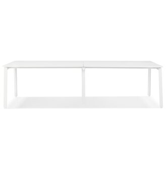 Dubbele rechte design bureau &#039;AMADEUS&#039; van hout en wit metaal - 280x140 cm
