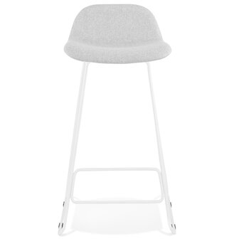 Design barkruk &#039;MOSKOW&#039; lichtgrijs met onderstel van wit metaal