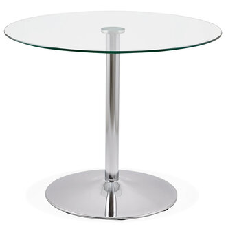 Kleine, ronde, glazen keukentafel &#039;YOUPI&#039; - &Oslash; 90 cm