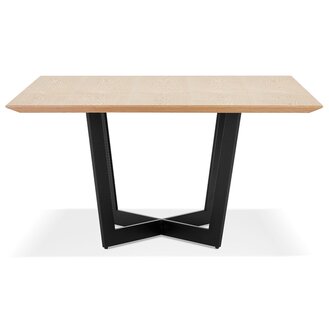 Vierkante eettafel &#039;ANITA&#039; van natuurkleurig afgewerkt hout en zwart metaal - 140x140 cm