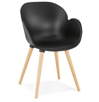 Zwarte stoel met Scandinavisch design &lsquo;PICATA&#039; met houten poten