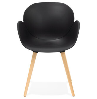 Zwarte stoel met Scandinavisch design &lsquo;PICATA&#039; met houten poten
