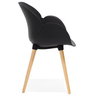 Zwarte stoel met Scandinavisch design &lsquo;PICATA&#039; met houten poten
