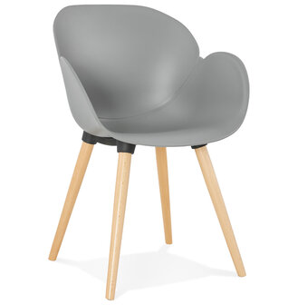 Scandinavische design stoel &#039;PICATA&#039; grijs met houten poten