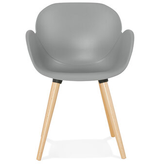 Scandinavische design stoel &#039;PICATA&#039; grijs met houten poten