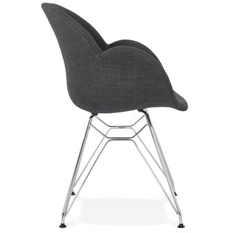 Moderne stoel &#039;ORIGAMI&#039; met donkergrijze stof met wit metalen voeten