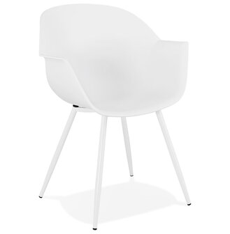 Witte designstoel met armleuningen &#039;KELLY&#039;