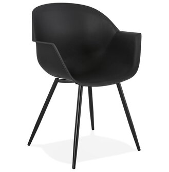 Zwarte designstoel met armleuningen &#039;KELLY&#039;