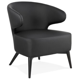 Lounge chair &#039;NORMAN&#039; zwart en poten in zwart hout
