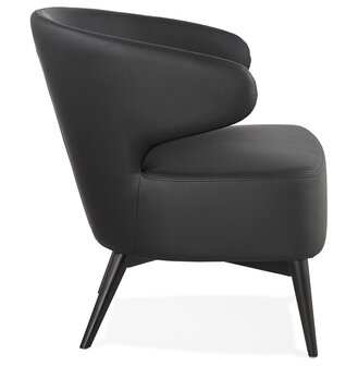 Lounge chair &#039;NORMAN&#039; zwart en poten in zwart hout