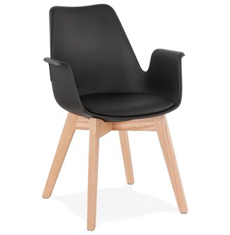 Stoel met armleuningen &#039;MISTRAL&#039; zwart Scandinavische stijl