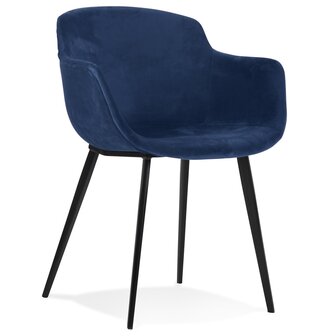 Stoel met armleuningen &#039;ARMADA&#039; van blauw velours