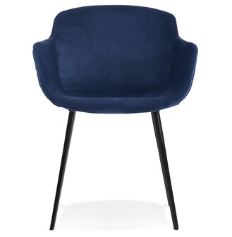 Stoel met armleuningen &#039;ARMADA&#039; van blauw velours