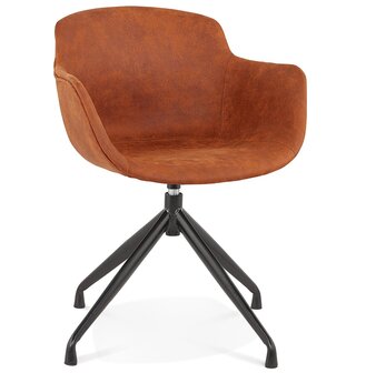 Design stoel met armleuningen &#039;SOUND&#039; van bruine microvezel