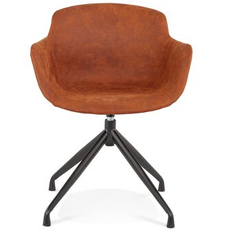 Design stoel met armleuningen &#039;SOUND&#039; van bruine microvezel