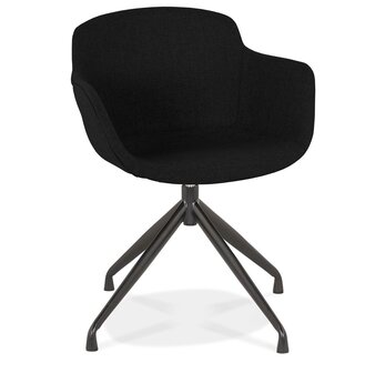 Design stoel met armleuningen &#039;SWAN&#039; van zwarte stof