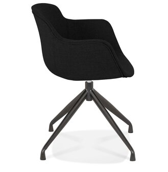 Design stoel met armleuningen &#039;SWAN&#039; van zwarte stof