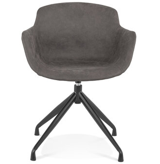 Design stoel met armleuningen &#039;SOUND&#039; van donkergrijze microvezel
