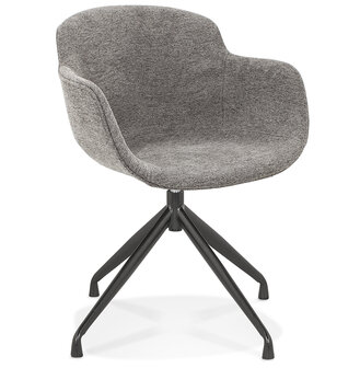 Design stoel met armleuningen &#039;MIMO&#039; van donkergrijze stof