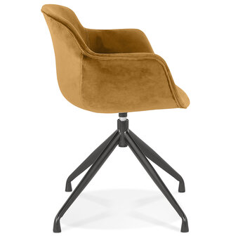 Design stoel met armleuningen &#039;GRAPIN&#039; van mosterde velours