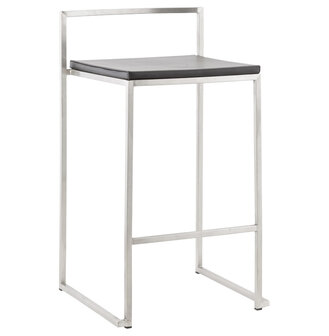 Zwarte halfhoge design kruk &#039;DISKO MINI&#039; stapelbaar