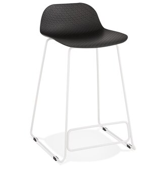 Halfhoge kruk &#039;BABYLOS MINI&#039; zwart met wit metalen voeten