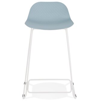 Halfhoge kruk &#039;BABYLOS MINI&#039; blauw met wit metalen voeten