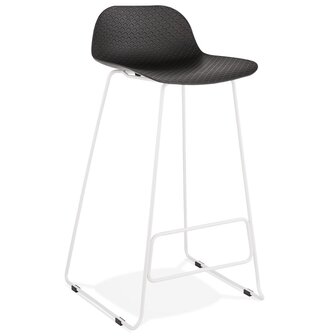 Design barkruk &#039;BABYLOS&#039; zwart met wit metalen voeten