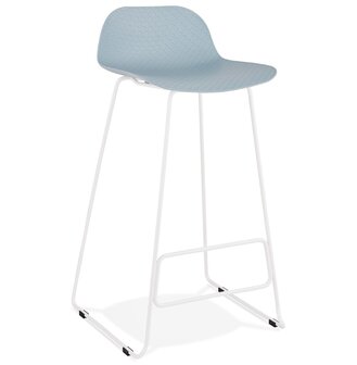 Design barkruk &#039;BABYLOS&#039; blauw met wit metalen voeten