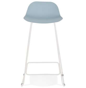 Design barkruk &#039;BABYLOS&#039; blauw met wit metalen voeten