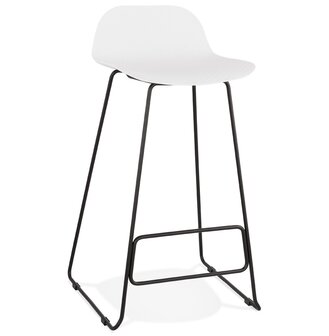 Design barkruk &#039;BABYLOS&#039; wit industri&euml;le stijl met zwart metalen voeten