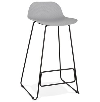Design barkruk &#039;BABYLOS&#039; grijs industri&euml;le stijl met zwart metalen voeten