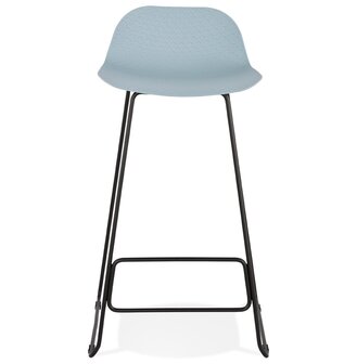 Design barkruk &#039;BABYLOS&#039; blauw industri&euml;le stijl met zwart metalen voeten