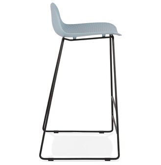 Design barkruk &#039;BABYLOS&#039; blauw industri&euml;le stijl met zwart metalen voeten